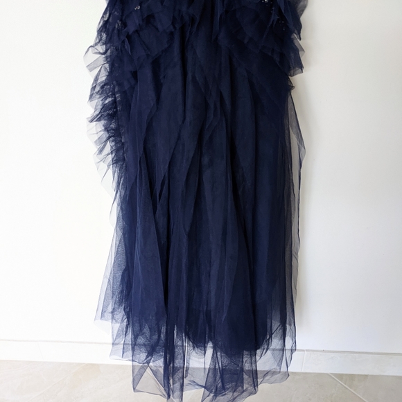 NEW BCBGMAXAZRIA Navy Tulle Swarovski Crystals Formal Dress Gown #IBA6269234 - Picture 7 of 12